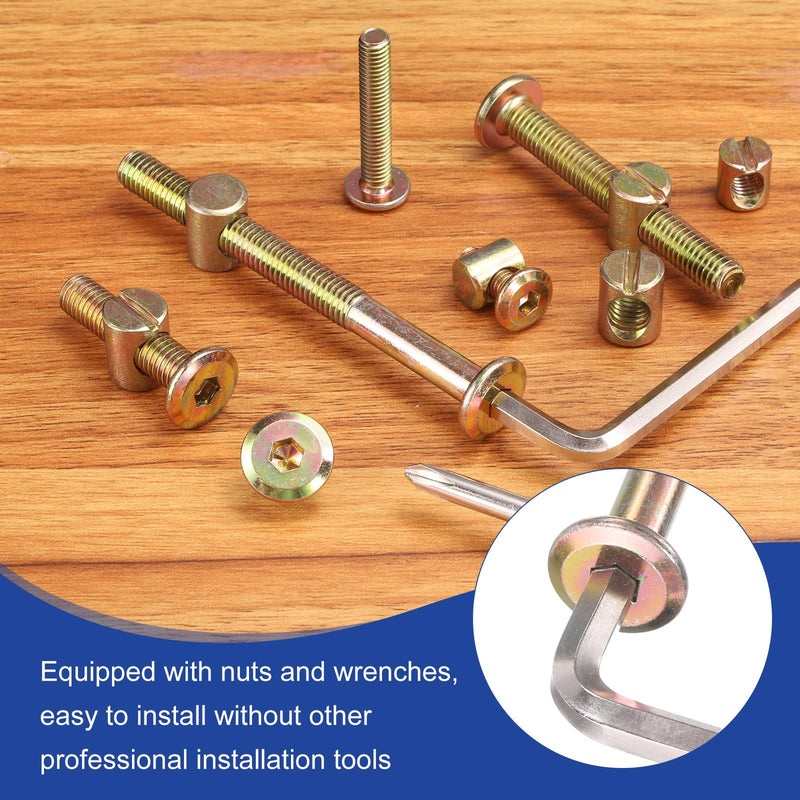 [Australia - AusPower] - uxcell 10Pcs Bed Frame Bolts, M8x40mm Hex Socket Head Cap Screws Bolts with Barrel Nuts Hardware Replacement Kit & M5 Hex Wrench for Furniture, Beds, Chair 10 