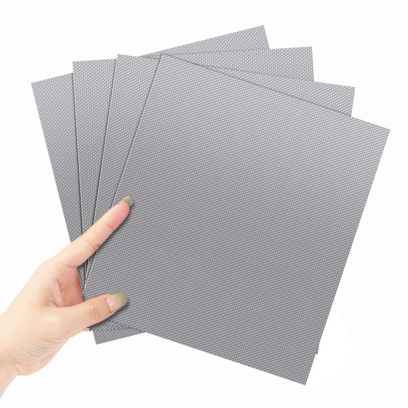 Enhanced Cuttable Rubber Grip Tape, Ultra-Thin Strong Adhesive Non-Slip Tape for Safer Handles and Surfaces - Customizable, Waterproof, and Versatile Anti-Slip Solution (Grey, 4 PCS) Grey 7.9 x 7 In