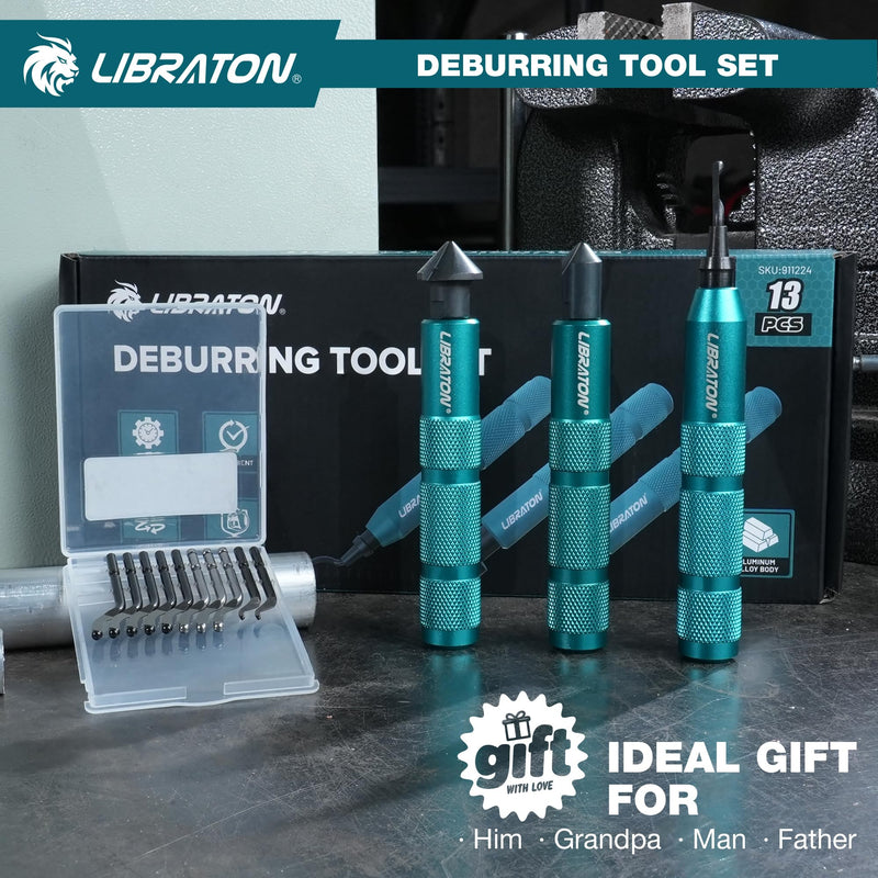 [Australia - AusPower] - LIBRATON Deburring Tool, Countersink Hand Reamers, with 10 HSS Blades, 360 Degree Swivel Hand Debur Tool for Metal, Resin, PVC, Copper, Plastic, 3D Printing, Wood, Deburring & Chamfering Reamer Tool 