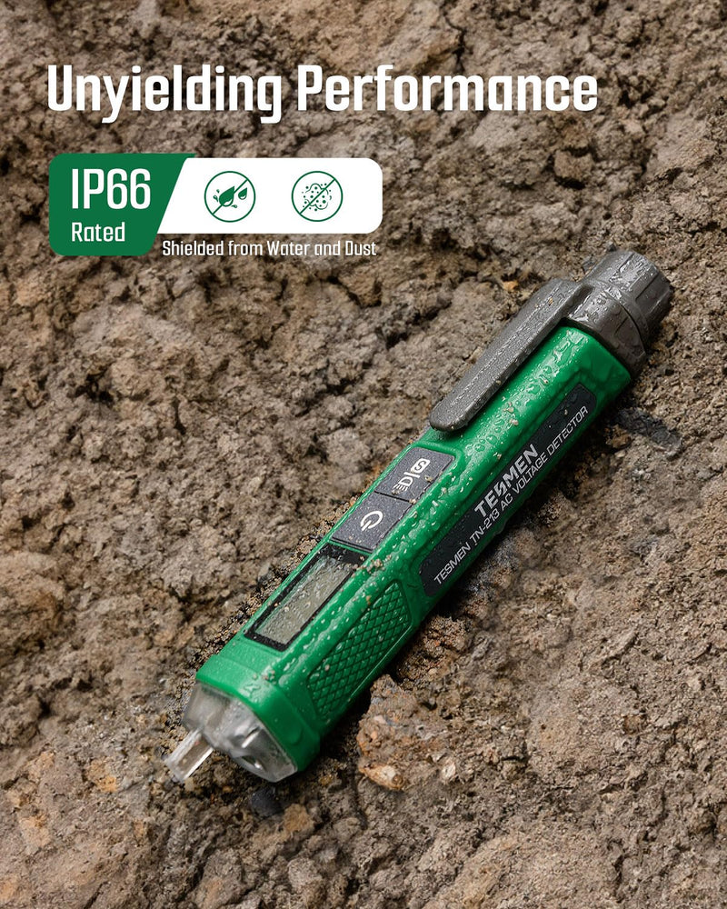 [Australia - AusPower] - Voltage Tester, TESMEN TN-213 Non-Contact Voltage Tester, Electrical Tester, AC 12V-/70V-1000V, Dual-Range, LCD Display in Percentage, Buzzer Alarm, Live Wire Tester, Wire Breakpoint Finder - Green 