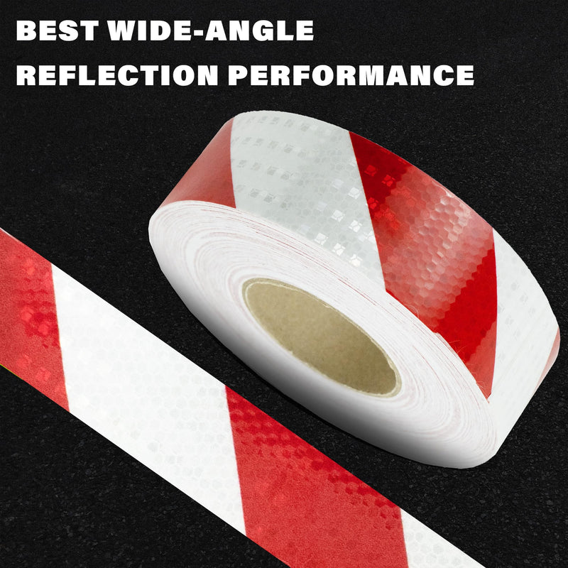 [Australia - AusPower] - 2 Inch X 30 FT Reflective Tape Outdoor Waterproof Red & White Reflective Tape Strong Adhesive Caution Hazard Warning Tape Reflector Conspicuity Tape for Trailer Sign 2IN x 30FT 