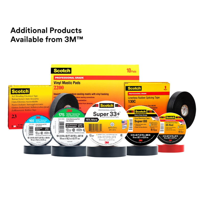 3M Scotch Vinyl Electrical Tape Super 88, 1-1/2 in x 44 ft, Black, 1 Roll, Premium Grade, Rubber Resin Adhesive, PVC Backing, All-Season Heavy Duty Electric Tape