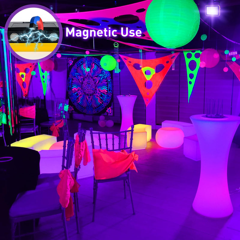 [Australia - AusPower] - Rechargeable LED Black Light, Battery Powered Portable Blacklight, 400nm LED Flood Light Black Lights, Neon Glow Party, Blacklight Catfishing, Halloween, Glow in The Dark Decoration 2 Pack 