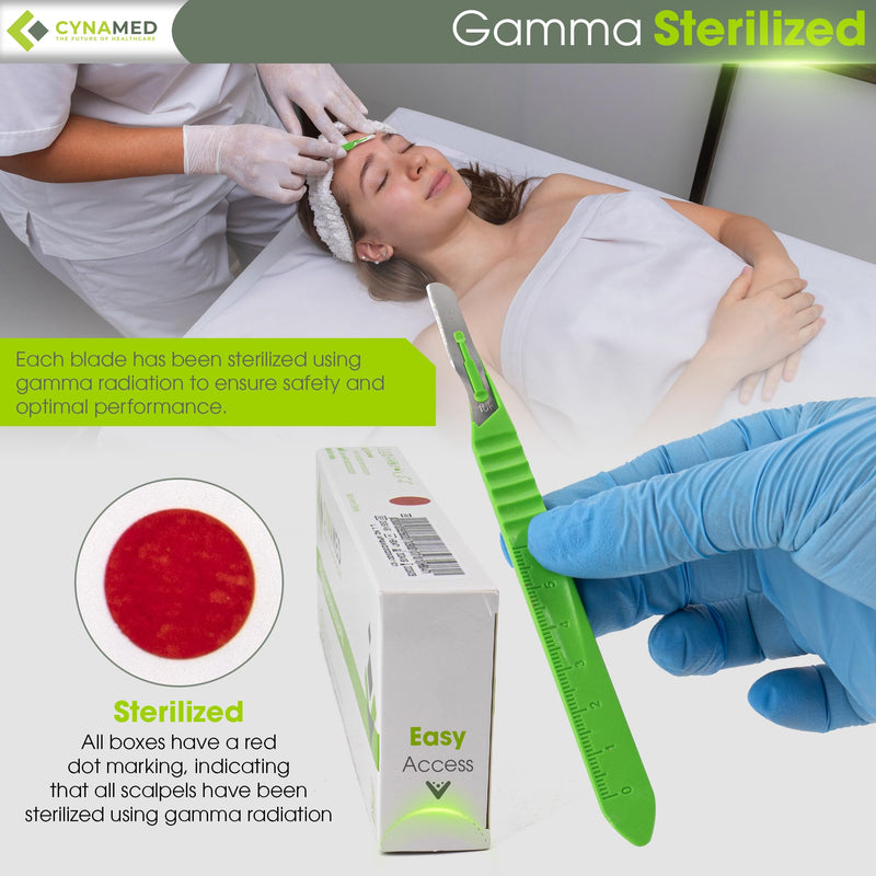 [Australia - AusPower] - Dermaplaning Blades with Plastic Handle No.10R – Stainless Steel Exfoliating Butter Blades for Smooth Skin – Single-Use, Sterile & Professional-Grade for Facial Hair Removal & Skincare 