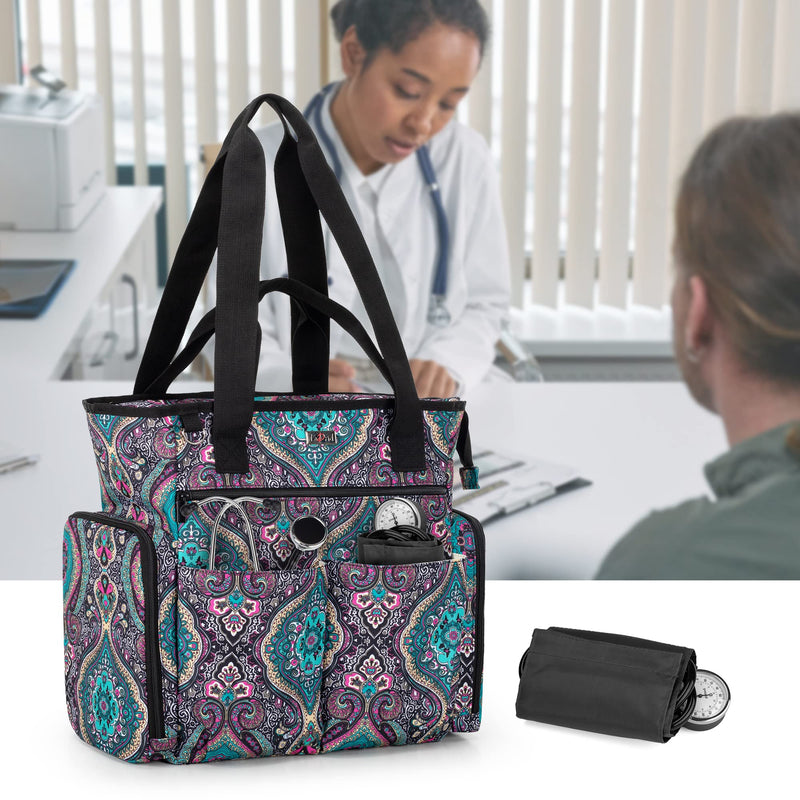 [Australia - AusPower] - LoDrid Nurse Bag with Bottom Padded Pad, Medical Work Bag with 15.6' Laptop Storage Layer, Home Visiting Bag for RN, PA, LPN, EMT, CNA, Totem, Bag Only 