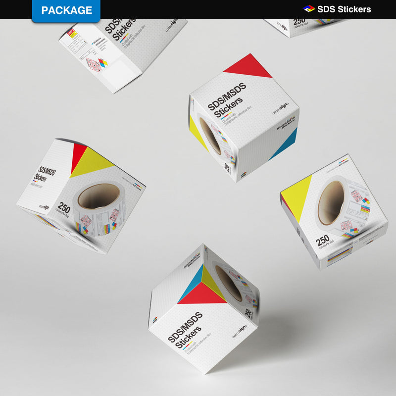 [Australia - AusPower] - SDS OSHA Data Labels 4 x 3 Inches, Roll of 250 Stickers for Chemical Safety, GHS Pictograms & Perforated Edges, HMIS & Hazard Compliant, Secondary Containers SDS Label 