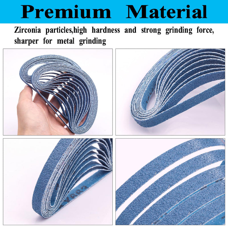 [Australia - AusPower] - 3/8" x 13" Zirconia Sanding Belts, 30 pack 3/8x13 Inch Sanding Belts 80 Grit, Zirconia Belt Sander Sanding Belts for Air File Belt Sander(3/8x13in, 80 Grit) 