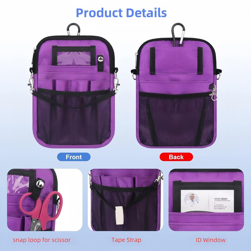 [Australia - AusPower] - Nurse Waist Bag,Medical Waist Bag Medical Gear Pockets Storage for Stethoscopes,Nurses Utility Belt Organizer Bag，Bandage Scissors and Other Medical Supplies（Purple） Purple 