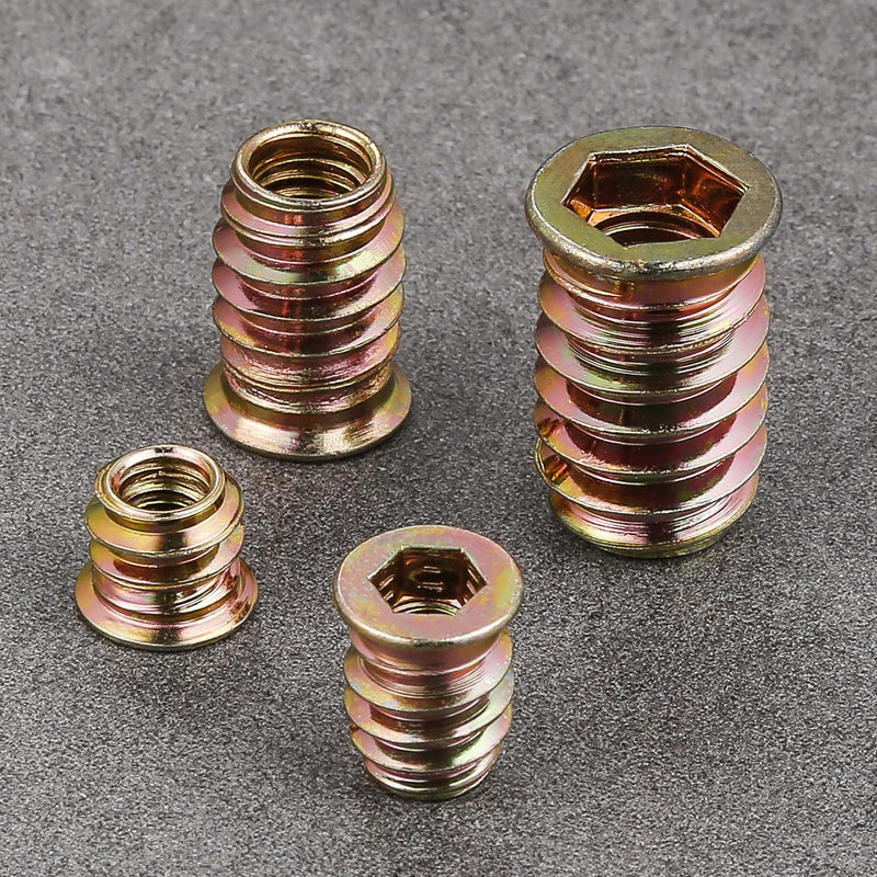[Australia - AusPower] - 1/4"-20 200Pcs Threaded Insert for Wood Hex Drive Wood Inserts Furniture Nuts 1/4"-20 