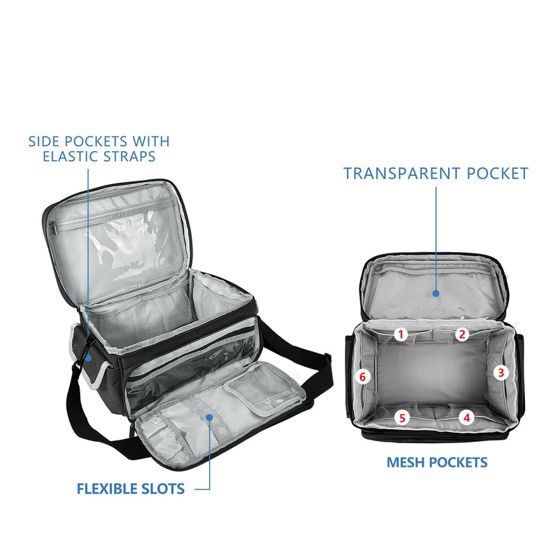 [Australia - AusPower] - Nebulizer Carrying Case for Travel, with Shoulder Strap for Tabletop or Portable Nebulizer, Nebulizer Accessories and Supplies, First Responder Bag, Medical Bag Empty 