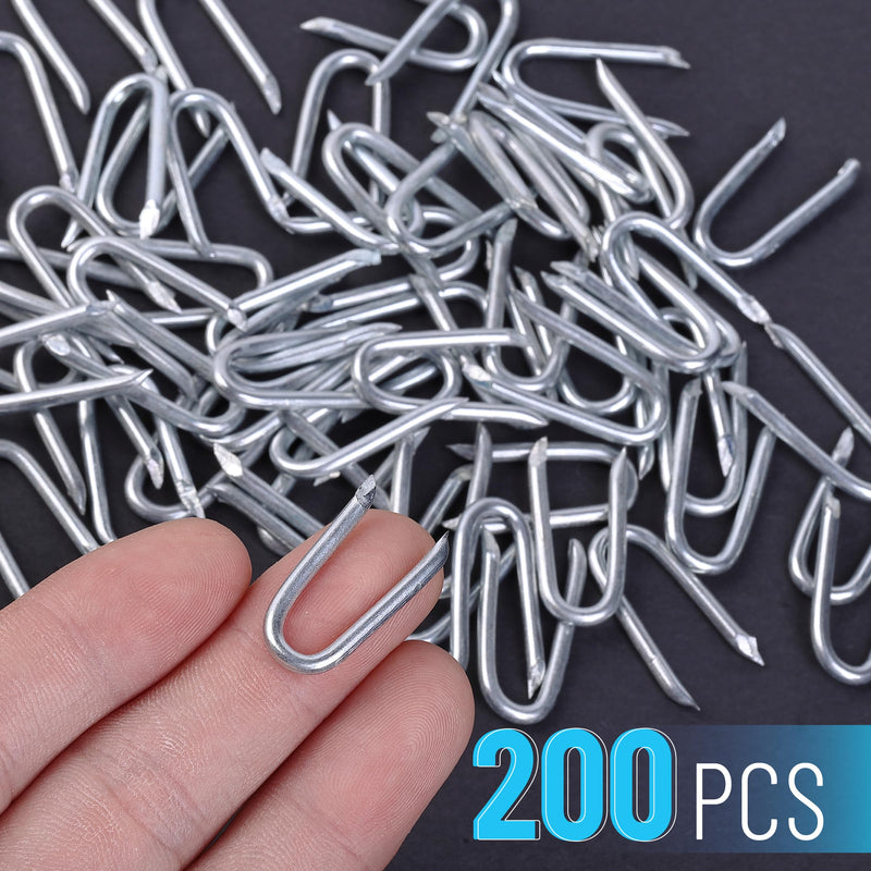 [Australia - AusPower] - Bates- Fence Staples, 200 pcs, 1", Galvanized Steel Fencing Staples, U Shaped Nails for Wood, U Nails for Wood, Fence Nails, Wire Fence Staples for Wire Fencing, U Nails for Fencing Nails 