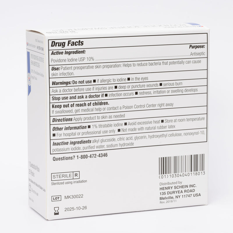 [Australia - AusPower] - Prep Povidone-Iodine Swabsticks 1's- Individually Packed, Sterile, Antiseptic for Skin Preparation, 10% Povidone-Iodine- 25/BX 