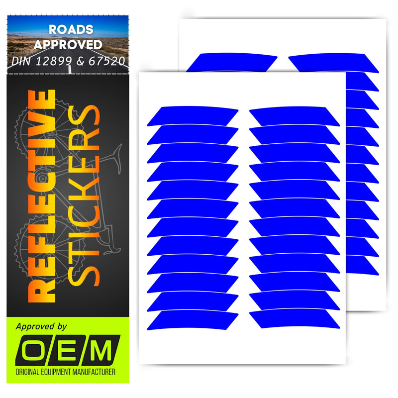 DIN67520/ECE104 Made with Ora FOL 5600 Bicycle Rim reflectors, Stickers, Cat's Eyes, Bicycle Film, Rim Edge Stickers, Waterproof Reflective Film (Blue)