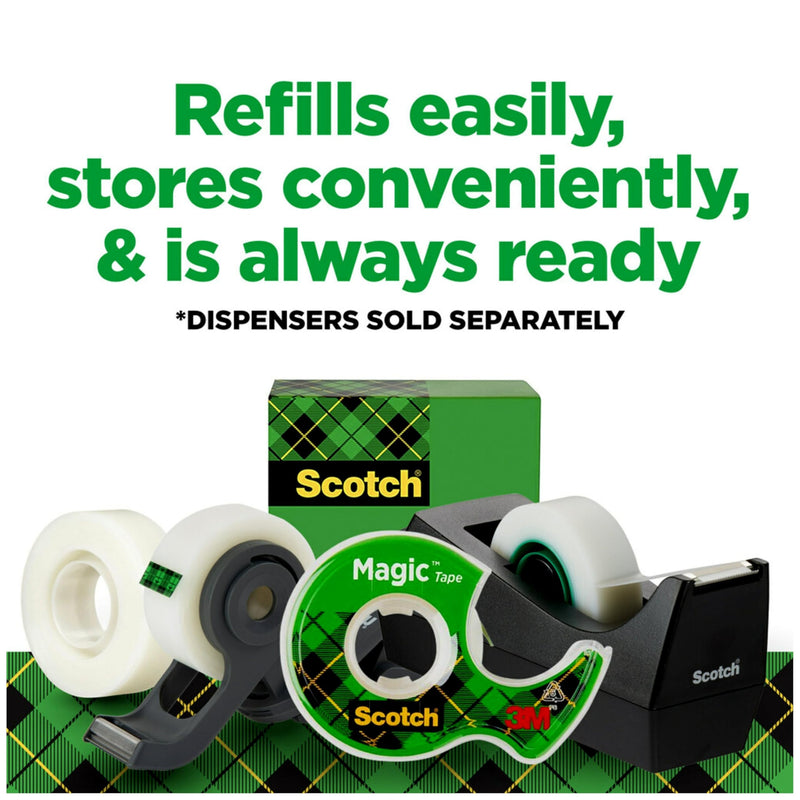 Scotch Brand Magic Tape, Standard Width, Engineered for Office and Home Use, Matte Finish, 3/4 x 1296 Inches, Boxed, 6 Rolls (810-6PK), Transparent