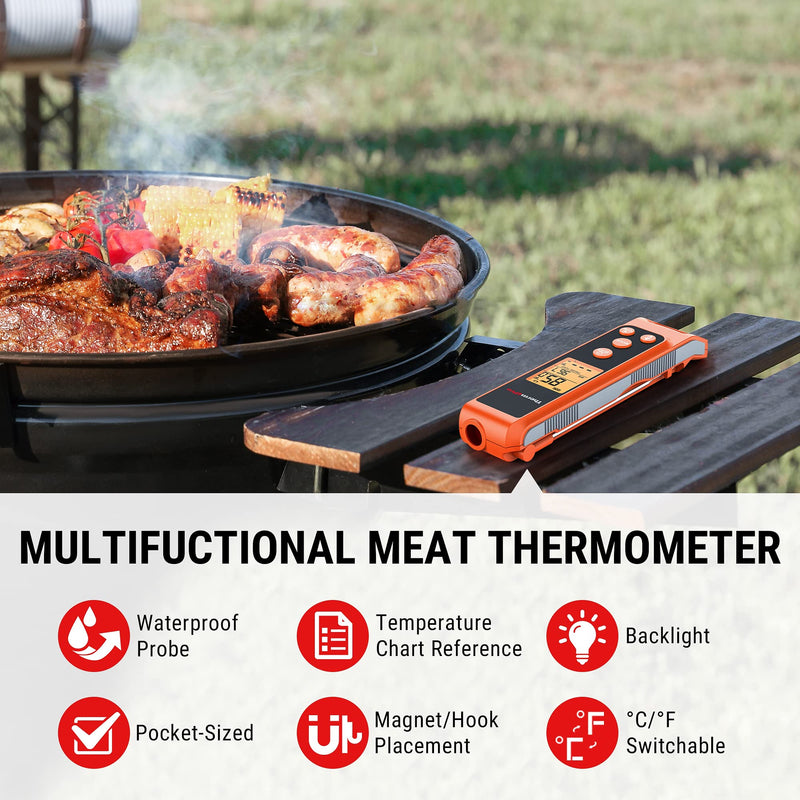 [Australia - AusPower] - ThermoPro TP420 2-in-1 Instant Read Thermometer for Cooking, Infrared Thermometer Cooking Thermometer with Meat Probe, Non-Contact Laser Meat Thermometer for Griddle Grill Pizza Oven HVAC Pool IR Thernometer with Meat Probe 