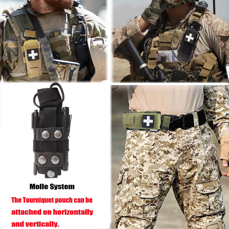 [Australia - AusPower] - Laser Cut Tactical Molle Tourniquet Pouch TQ Holder Tourniquets Holster IFAK TQ Tourniquet Case & Trauma Medical Shear Pouch Pen&Penlight Holder BLACK SET 1 