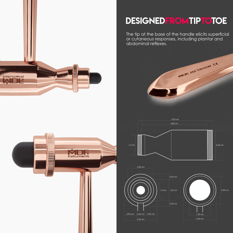 [Australia - AusPower] - MDF Instruments, Rose Gold Tromner Neurological Reflex Hammer with Pointed Tip Handle for Cutaneous and Superficial Responses - Free-Parts-for-Life (MDF555) (Rose Gold/Black) 