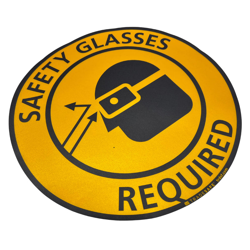 [Australia - AusPower] - TRADESAFE Safety Glasses Required Anti-Slip Floor Sticker - Eye Protection Required Caution Sign, Peel and Stick Adhesive Vinyl Sign, ANSI-Compliant, 17” Diameter Round Sticker 