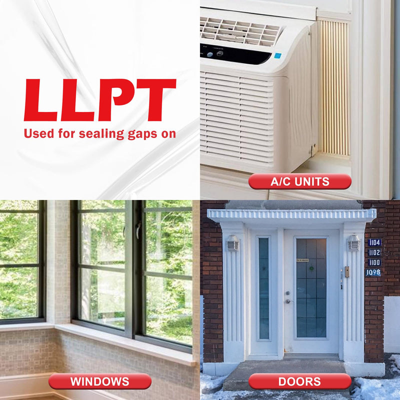 LLPT Transparent Weather Stripping Tape 4” x 108 Ft for Window and Door Ultra High Performance Weather Resistant Tape for Window Draft Insulation No Mess (WWT408) 4" x 108 Ft Clear