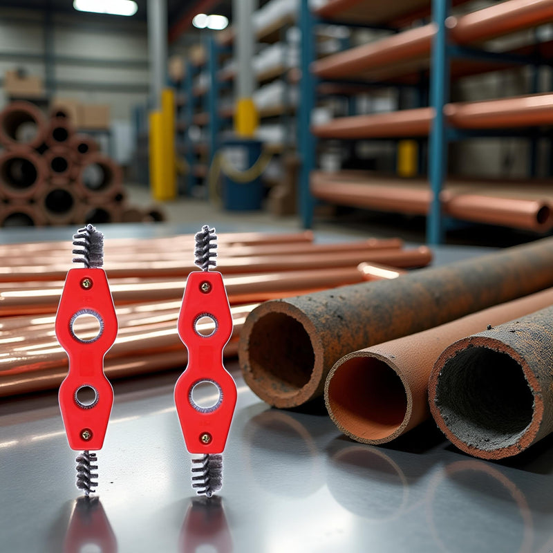 [Australia - AusPower] - Red Copper Pipe Cleaner 4 in 1 Pipe Deburring Brushes Copper Pipe Brushes Pipe Deburring for PVC PPR Brass Aluminum Hand Tools 2 Pack 