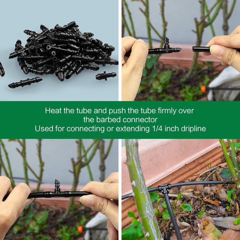 [Australia - AusPower] - Irrigation Fittings Kit for 1/4" Tubing 110 Piece Set - 50 Couplings,30 Tees, 20 Elbows, 10 End Plugs - Barbed Connectors for Drip or Sprinkler Systems 110P-Set 