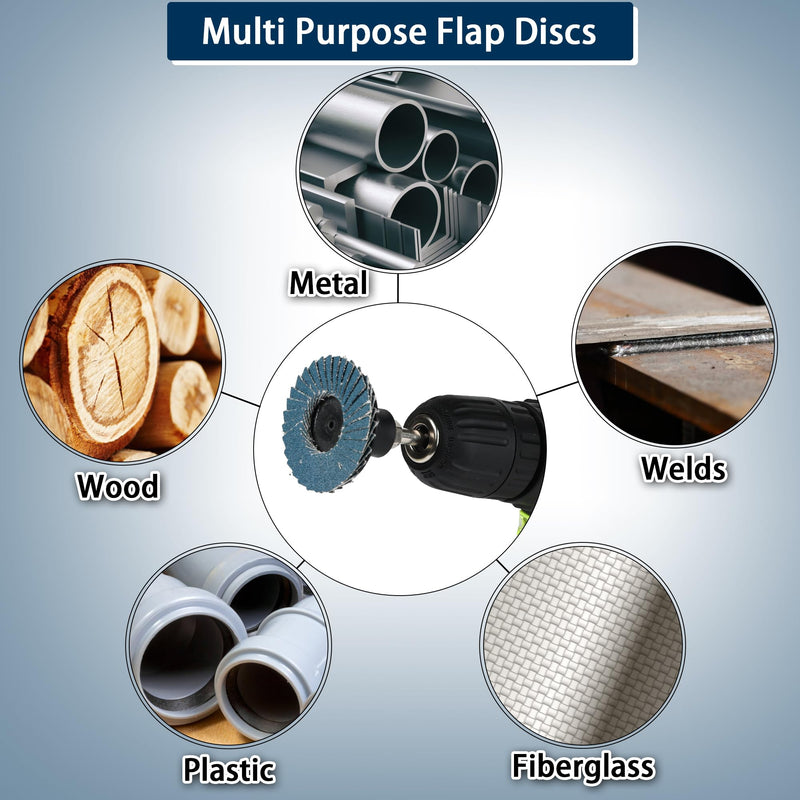 [Australia - AusPower] - 20 PCS Flap Discs Set, 2" Zirconia Roll Lock Die Grinder Sanding Disc Sandpaper Wheels Grit 36/60/80/120, Flap Wheel for Wood & Metal Sanding 20PCS Flap Discs 