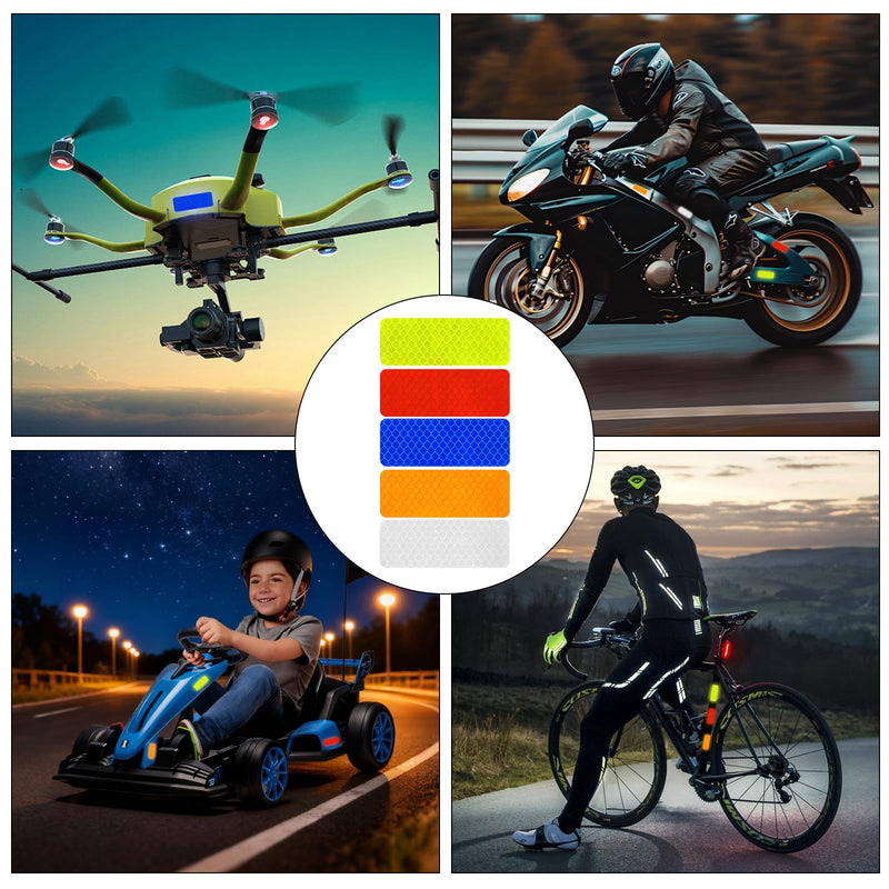 100pcs Reflective Stickers Hi Vis Reflective Tape Outdoor Waterproof Reflective Strips for Bikes Car Trailer Motorcycle Helmet Backpack Mailbox Scooter Golf Cart Clothing Post Red Yellow (100pcs) 100pcs