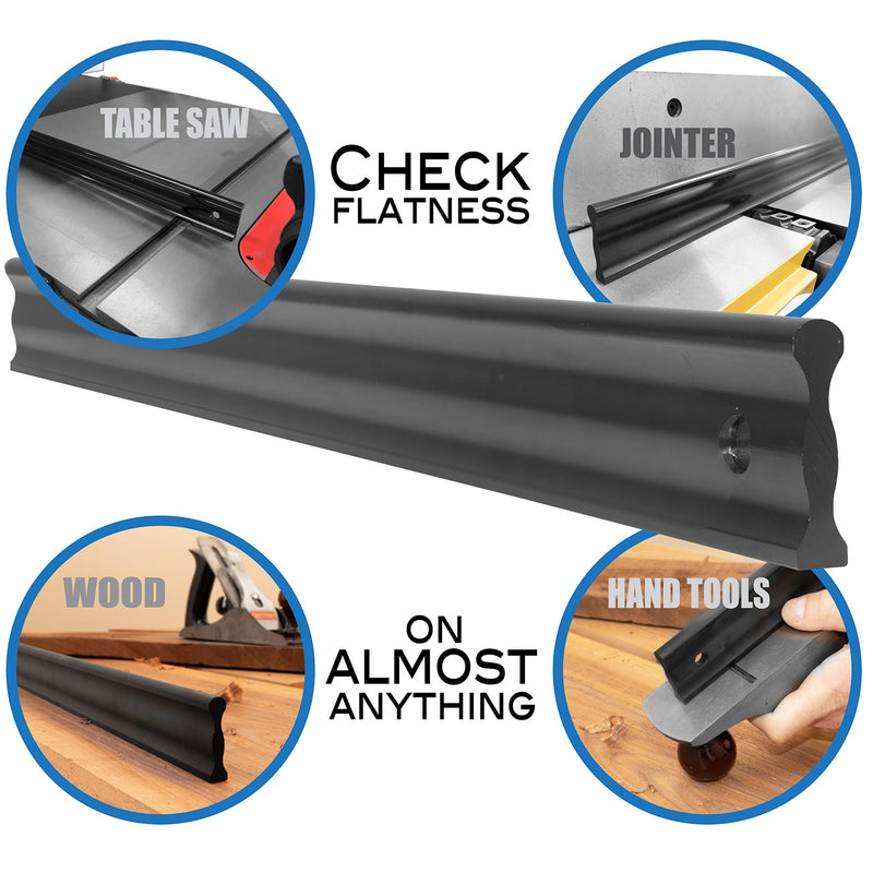 Fulton 24" Anodized Aluminum Straight Edge Tool with .001 Tolerance Precision Edge, Check Straightness On Metal Surface Tops & Machinery, Layout Tool for Marking and Scribing Lines