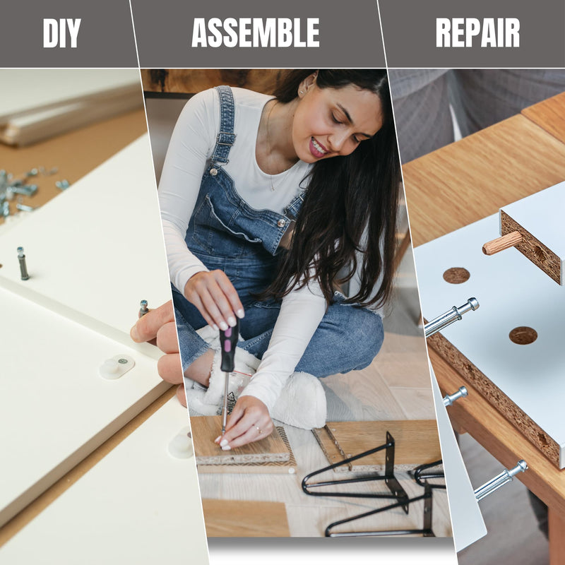 [Australia - AusPower] - Cam Locks for Furniture Party Animals 3-in-1 Eccentric Wheels 200 Pcs, Black Furniture Cam Lock Fasteners Compitable with IKEA Hardware Parts, Multi-Size Repair Spare Parts Nut & Bolt Assortment Sets 