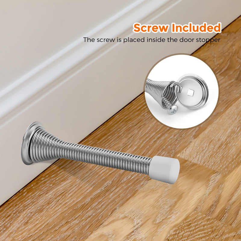[Australia - AusPower] - Ravinte Door Stoppers, 12 Pack Spring Door Stops with Rubber Bumper, Satin Nickel Door Stoppers for Bottom of Door 