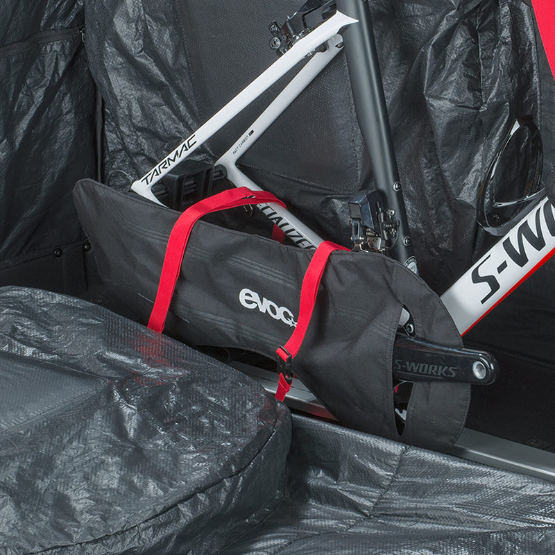 EVOC CHAIN COVER ROAD frame bag, transport protection for the bike and chain of road bikes (cover for bicycle chains, for most road bikes, Velcro fixation, protection against dirt and damage), Black One Size