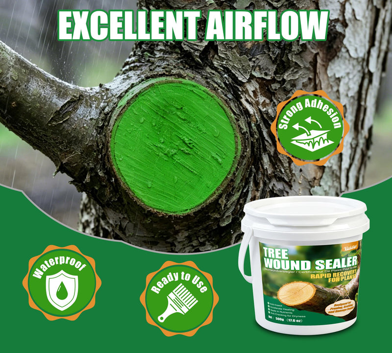 Tree Wound Sealer, 17.6oz Water-Based Tree Pruning Sealer with Brush, Reduce Sap Loss for Long-Lasting Protection, Trees Wound Dressing for Pruning Cut, Grafting, Damage Repair, Bonsai, Fruit Trees