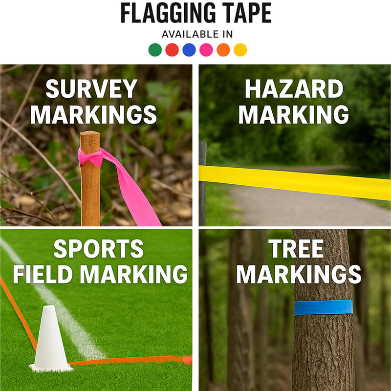 SINGHAL 5 Pack Pink Flagging Tape, 1" x 750 ft Length – Highly Visible Survey Tape for Marking & Barricading | Non-Adhesive Trail & Tree Marking Tape