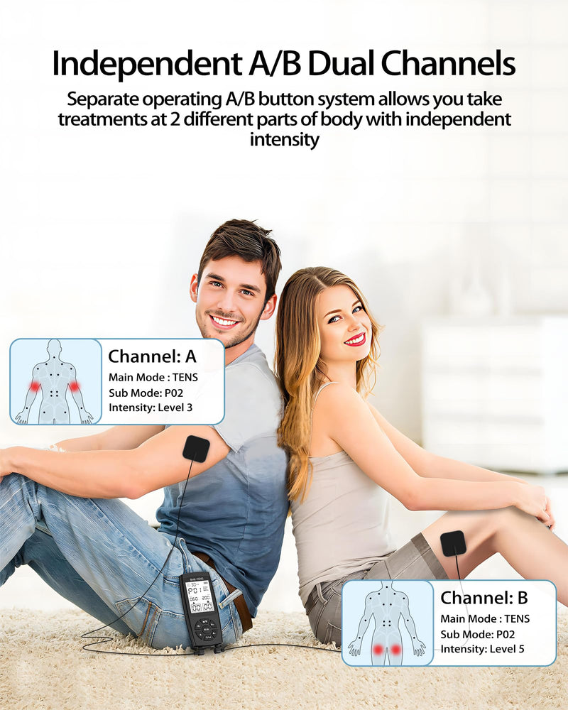 [Australia - AusPower] - TENS Unit Muscle Stimulator for Pain Relief Therapy, 22 Modes EMS TENS Machine, Electronic Muscle Relaxer for Shoulder Pain Relief, Back Pain, Shoulder Neck Pain Relief Black 