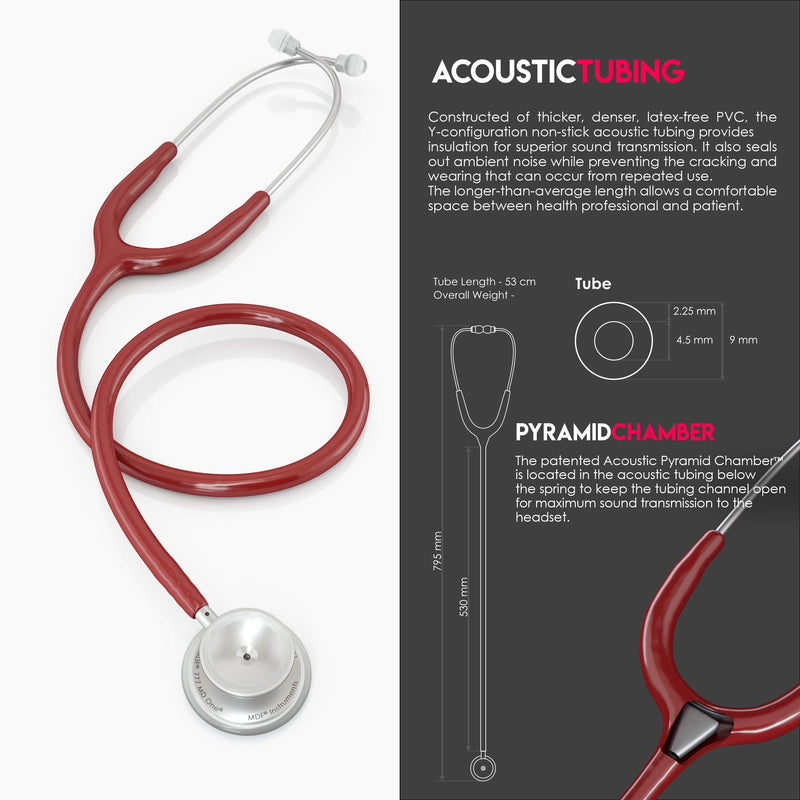 [Australia - AusPower] - MDF Instruments MD One Stainless Steel Stethoscope, Adult, BurgandyTube + LUMiNiX Medical Professional Penlight 