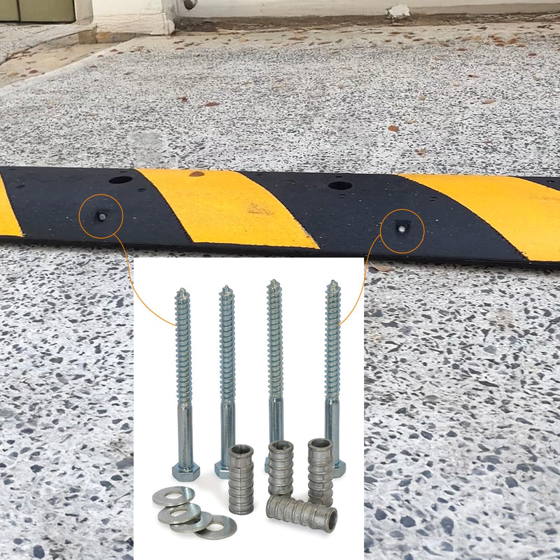[Australia - AusPower] - SmartSign Concrete Anchors Hardware Installation Kit for Parking Curb, Wheel Stop, Speed Bump - 1 Set (4 Bolts/Set) - 6" Lag Bolts Screws, Lag Shield Anchors and Washers per Set 