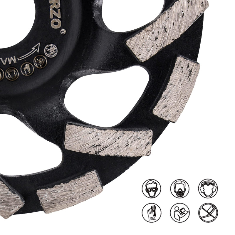 [Australia - AusPower] - HERZO Concrete Grinding Wheel 125 mm x 22.2 mm, Cup Wheel 125 Concrete, Diamond Cup Wheel for Concrete, Natural Stone, Tile Adhesive, Granite & Masonry HSO50E-125 
