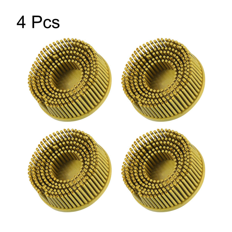 [Australia - AusPower] - HARFINGTON 4pcs Bristle Disc 2" 80 Grit R-Type Abrasive Brush Coarse Bristle Disc Deburring Electric Disc Brush Attachment Abrasive Coating Removal Disc for Metal, Yellow 