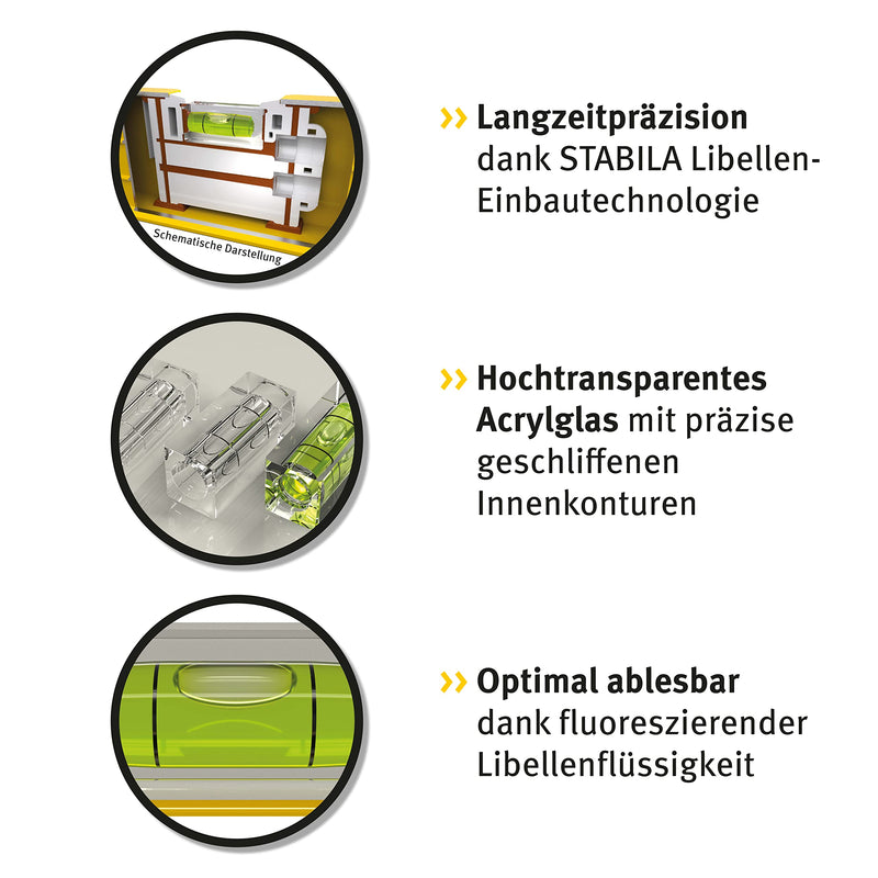 STABILA Type 80 ASM Magnet Spirit Level, 100 cm, Reinforced Aluminum Profile, Extra-Strong Rare-Earth Magnet System, 1 Horizontal Vial, 1 Vertical Vial, Integrated Slip Stoppers, Made in Germany