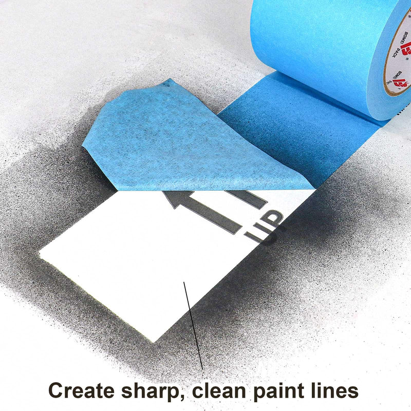 [Australia - AusPower] - BOMEI PACK 4'' Blue Painters Tape, 3D Printing Tape 4 Inches x 55 Yards for Laser Cutting, 21-Day Clean Removal Wide Masking Tape 4in x 55yards 