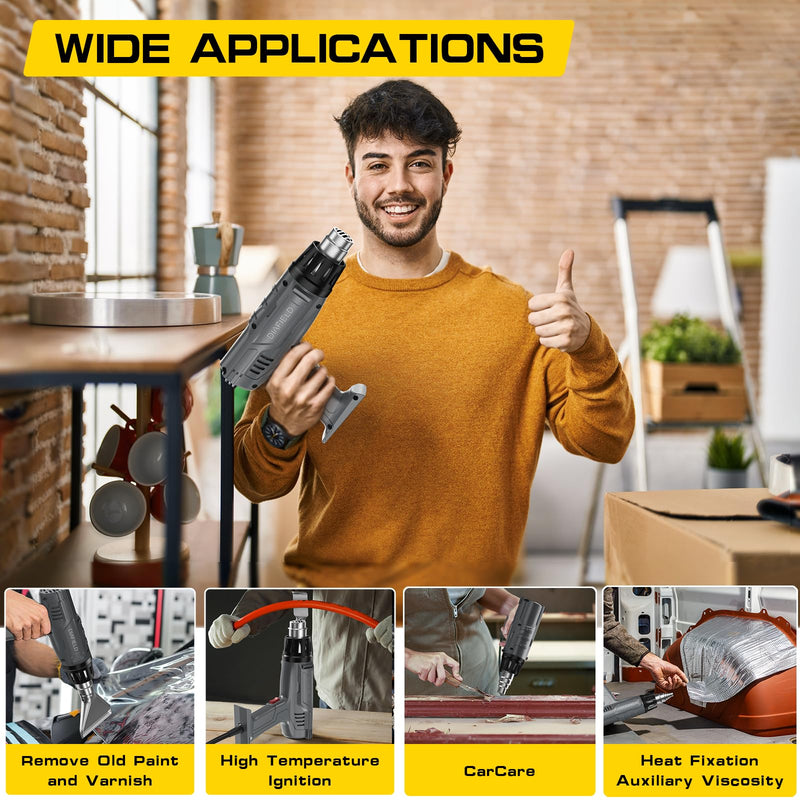 DIAFIELD 1850W Heat Gun, Dual Temperature Settings, Fast Heat Hot Air Gun, Durable& Overload Protection, with 4 Nozzles for Shrink Wrap, Vinyl, Crafts, Epoxy Resin Normal Size