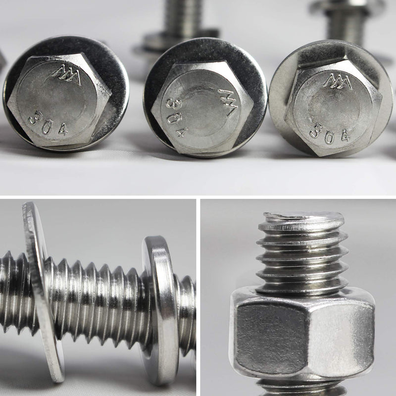 [Australia - AusPower] - SUNXULIMI 5/16-18 x 3" Bolts and Nuts Hex Head Bolts Screws, Nuts, Flat Lock Washers Hexagonal Head Bolt Stainless Bolts Machine Fully Thread Bright Assortment Kit 10Sets [5/16-18 x 3" (10Sets)] 