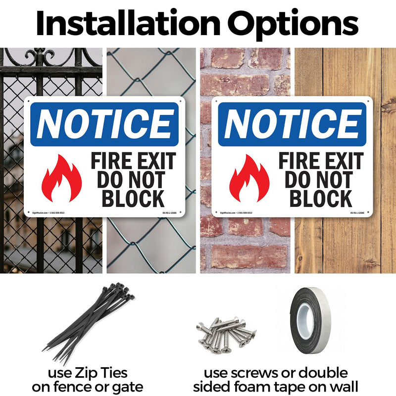 Fire Exit Do Not Block OSHA Notice Aluminum Sign 10 Inch x 7 Inch - 5 Pack 5 Pack of 10" x 7"