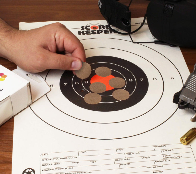 ChromaLabel 1 Inch Permanent Round Target Pasters for Shooting and Marksmanship, 1000 Labels per Dispenser Box Kraft 1" Diameter