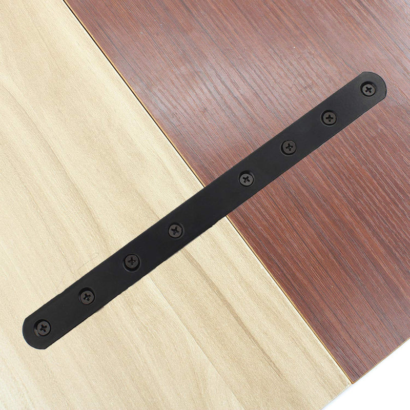 [Australia - AusPower] - 4 Pack Flat Mending Plate for Wood, ULIFESTAR Black Iron Flat Straight Brace Brackets Metal Repair Fixing Wood Brace Joining Plates Connector for Repairing Wooden Furniture with Mounting Screws 250x20x3mm/10x0.79x0.12" 