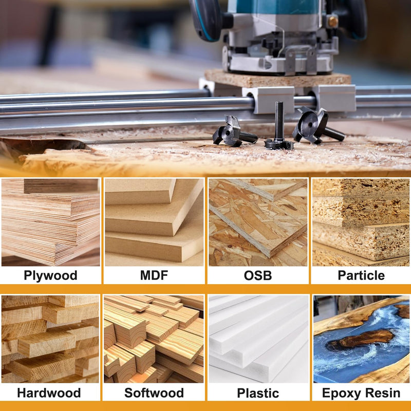 [Australia - AusPower] - SpeTool Face Cutter 8 mm Shank 40 mm Face Milling Cutter for Routers Reversible Plates Spoilboard 4 Flutes CNC Face Milling Cutter for Wood with ATS Coating Face cutter with ATS coating 