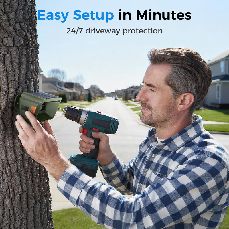 Solar Driveway Alarm, Radar + IR Dual Detection, 1/2 Mile Long Range Wireless Driveway Alarm, 3 Sensitivity Levels, Waterproof Motion Sensor for Protect Outdoor Property House (Only Sensor) 1 Sensor