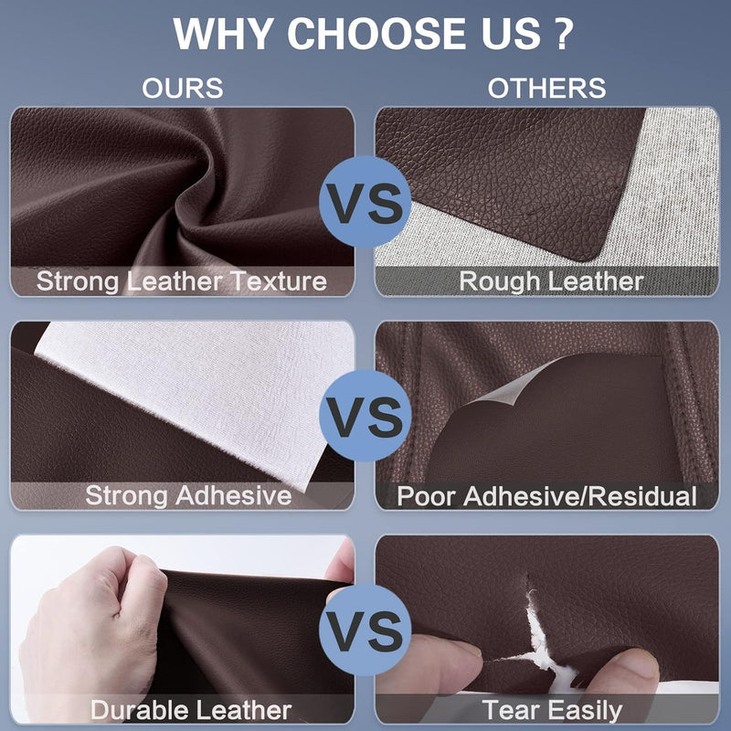 Self Adhesive Leather Repair Tape Kit- Leather Repair Patch for Furniture， Vinyl Repair Patch, Ideal for Car Seats Couch Sofa Office Chair, （3x60 Inch, Black）