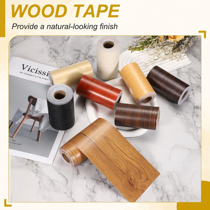 PATIKIL Wood Grain Repair Tape, 12" x 33' Self Adhesive Realistic Wood Tape with Scraper Durable Repair Patch for Furniture Floor Window Door Table DIY Home Decor, Cherry Wood 12"x33'