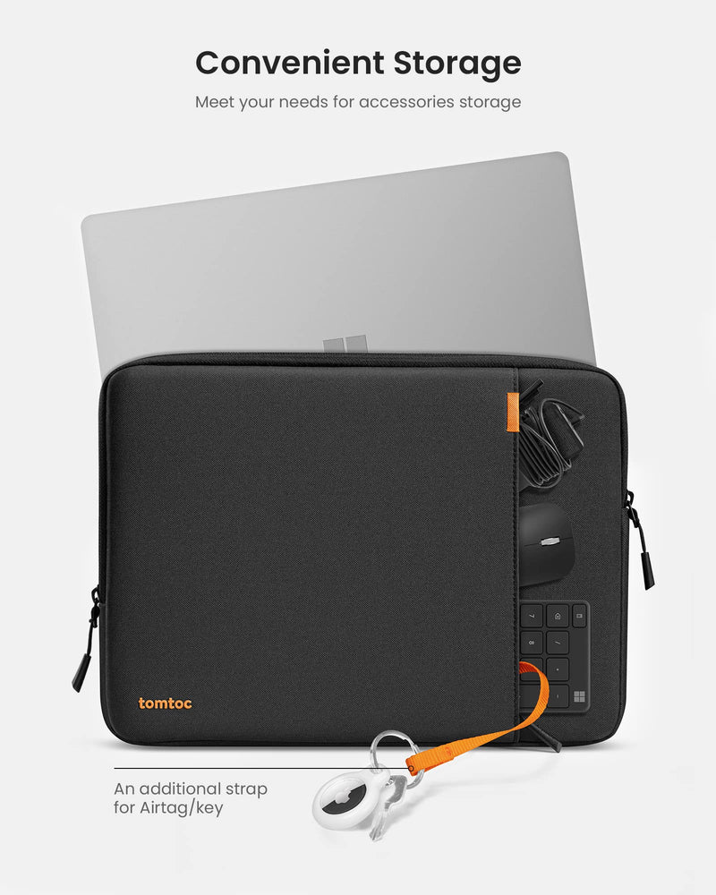 [Australia - AusPower] - tomtoc 360° Protective Laptop Sleeve for 13.5-14.4 Inch Surface Laptop Studio/6/5/4/3, Surface Book, Water-Resistant Laptop Case for Acer Aspire/Swift 14, ASUS Vivobook/Zenbook 14, Jumper EZbook X3 Black 
